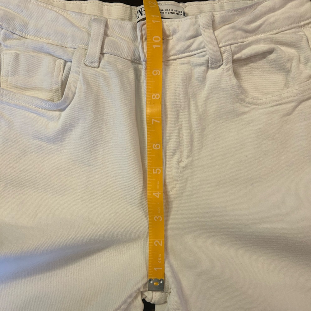 Zara White Frayed Hem Denim Pants - Picture 4 of 11